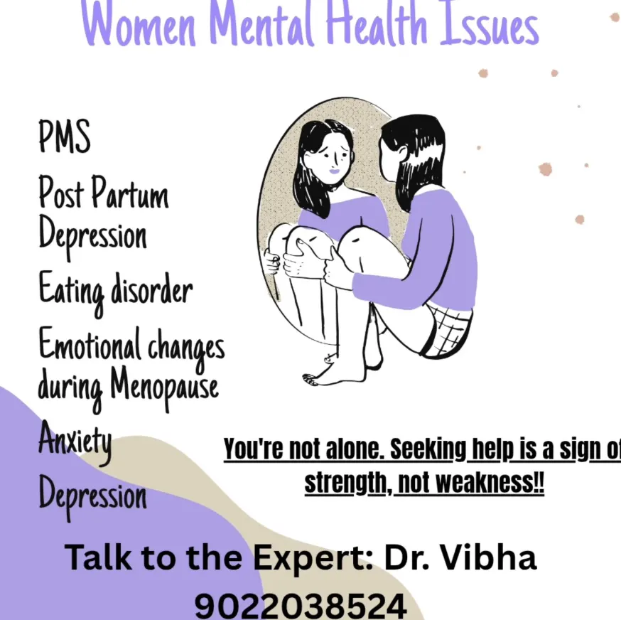 Dr. Vibha’s awareness post on women’s mental health: PMS, postpartum depression, eating disorders, menopause, anxiety and depression